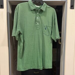 johnnie-O Green Striped Polo Shirt